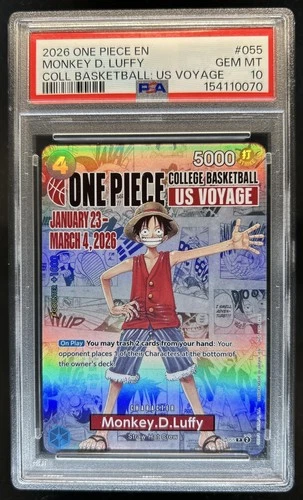 2026 One Piece X College Basketball US Voyage Monkey D Luffy #P-055 PSA 10