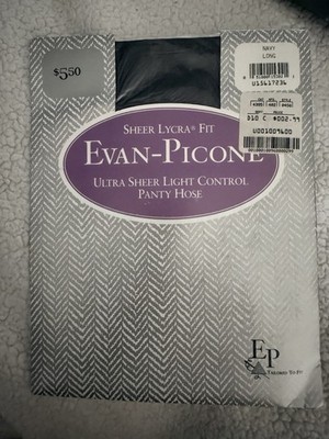 Evan Picone Ultra Sheer Lycra Light Control Panty Hose Navy Sz Large