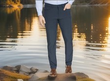 New Greg Norman Men's 5 Pocket Stretch Comfort Travel Casual Pant Blue 32x32