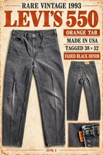 Levi's 550 Jeans Men 38x32 Black Orange Tab Relaxed Fit Made in USA Vintage