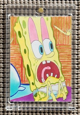 SPONGEBOB SQUAREPANTS Sketch Card (1/1) HAND DRAWN SCAREDY PANTS! FAN ART SP