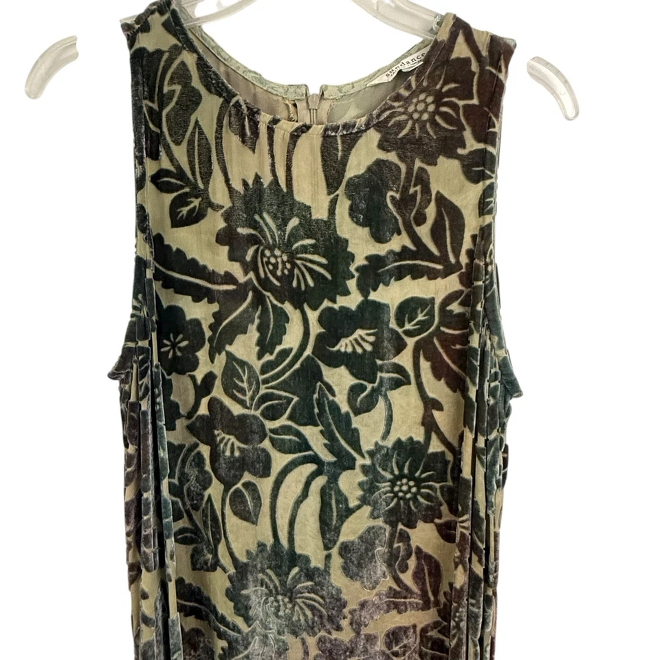 VESTIDO MAXI SUNDANCE Terciopelo Burnout Floral Talla L Transparente Boho Bosque Hadas Tanque Foto 4 de 4