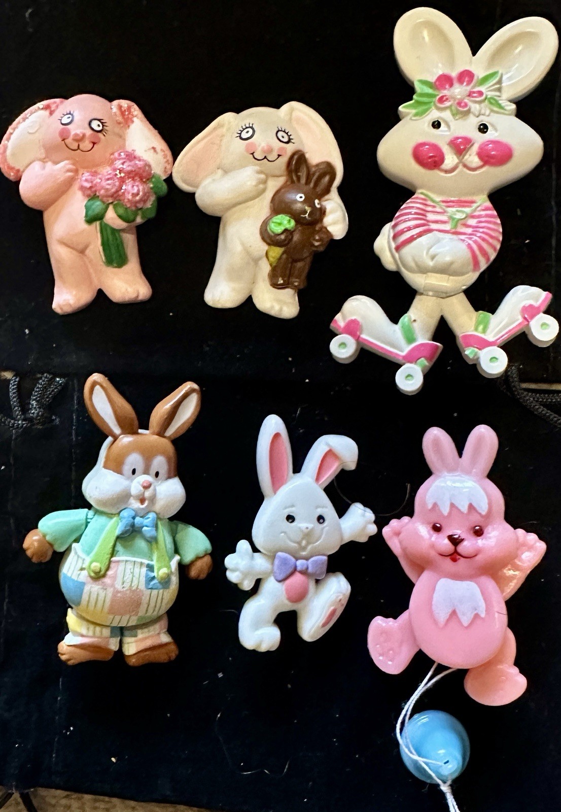 Six Vintage Bunny Rabbit Brooch Pins 3 Movable
