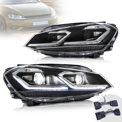 GOLF HEADLIGHTS 7 MK7 VII CHROME STYLE 7.5 FROM 2012 TO 2017 DRL LED DYNAMIC ARROW