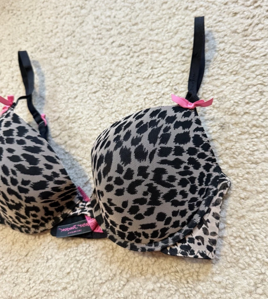 Betsy Johnson Bra 34C Leopard Print Push Up Bra Underwire And Padded - Image 2 of 4