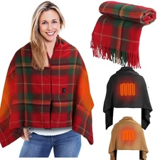Heated Shawl with Battery Pack Electric Heating Blanket Throw Wrap Soft Washable