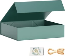 Gift Boxes with Lids, 11.5x7.8x3 In Forest Green Gift Box for Presents Magnetic