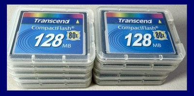 LOT of 10 Transcend 80X Compact Flash wCases 128MB TestedFormatted wFree Ship