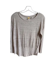 C&C California 100% Linen Top Sz M Natural Beige Drop Sleeve Casual Lightweight 