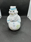 Fenton Snowman Handpainted USA Trees Blue Scarf