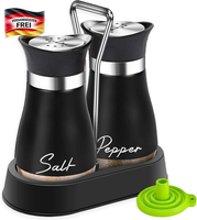 Salz Und Pfefferstreuer Set Mit Halter,Salz- Und Pfefferstreuer Set Edelstahl Mi