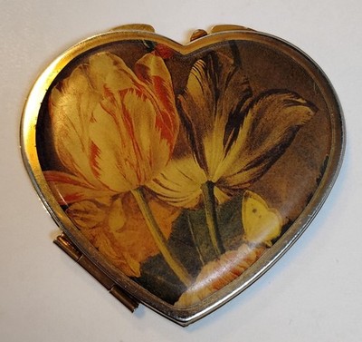 Vintage Ergir Floral Double Sided Pocket Mirror Purse Compact