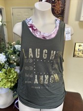 Justice Active Gymnast Dance 2Fer Tank Top Size 10 with Sports Bra Floral