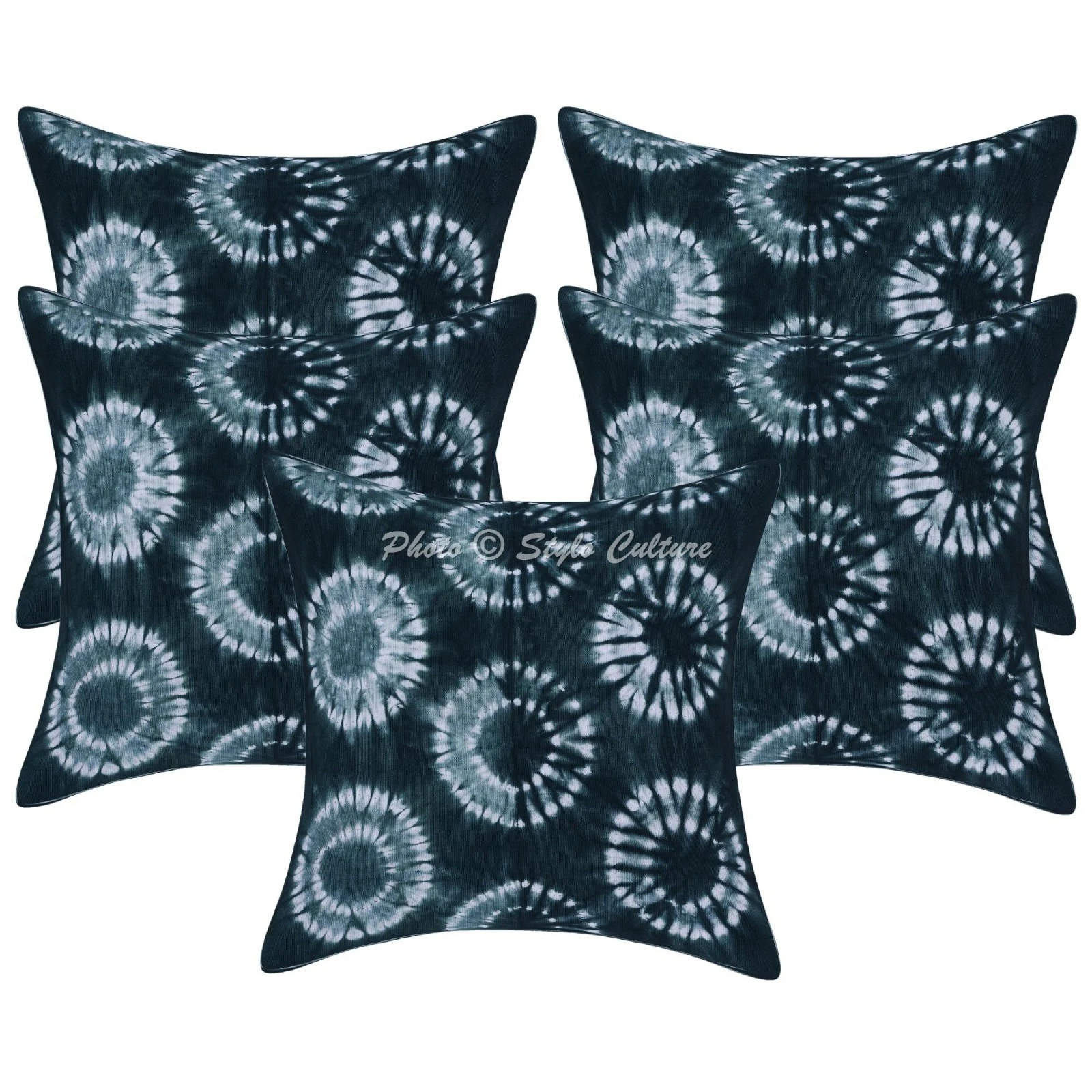 Indian Shibori Throw Pillow Covers Cotton 20x20 Tie Dye Home Decor Cushion Cover