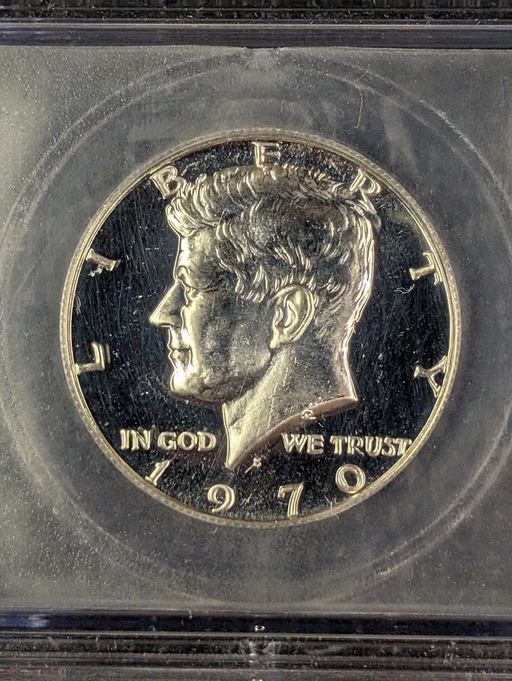 Medio dólar Kennedy de plata 1970-S PR 69 DCAM marca blanca firmado por Austin Hutto Foto 3 de 4