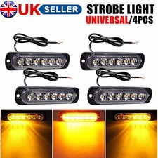 4PCS 6LED Strobe Light Bar Car Truck Flashing Warning Hazard Beacon magnetism UK