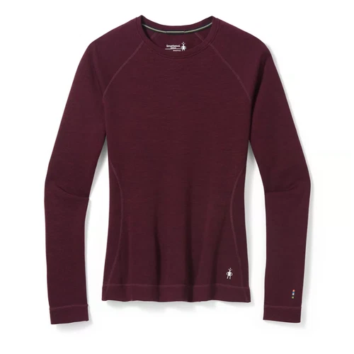 $115 Smartwool Women's Classic Base Layer Crew-Black Cherry Heather-Medium-New