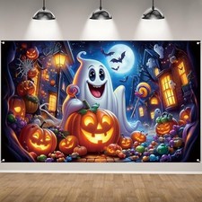 Halloween Backdrop,Ghost Pumpkin Decorations for Home Decor Packing List:1 pc Ba