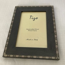 Tizo Handcrafted Wood Photo Frame Inlay Gray Burl Wood Made in Italy 4 x 6