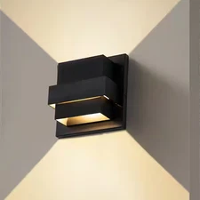 LABELLE 2-LIGHT MATTE BLACK ALUMINUM HARDWIRED LED WALL LANTERN SCONCE LA-2142-W