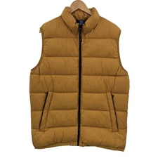 BRAX Puffer Vest Mens XL 54 Gold Featherless Water Repellent Blue Planet Eco