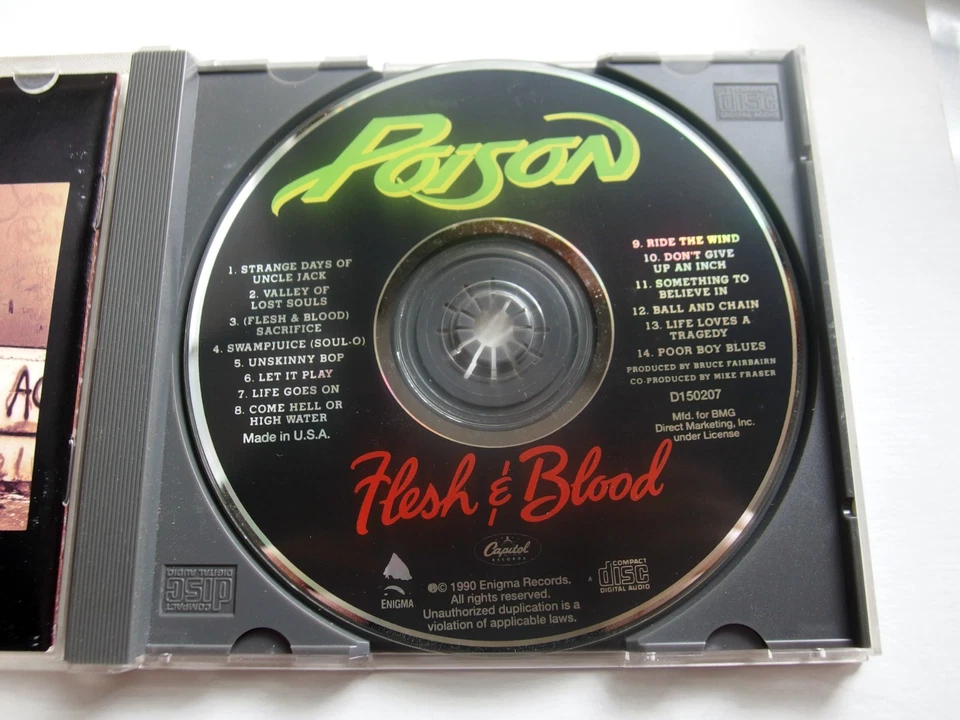 Poison – Flesh & Blood CD 1990 Enigma Capitol D150207 BMG Club Glam Metal Foto 3 de 3