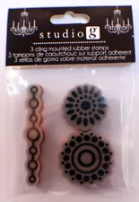 STUDIO G KALEIDASCOPE FLOWRS ABSTRACT CLING CLEAR RUBBER STAMP #VS4911-12