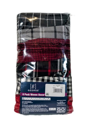 6-Pack George Men Woven Boxer Shorts Moisture Wicking Tag Free M L XL NEW - Picture 6 of 6