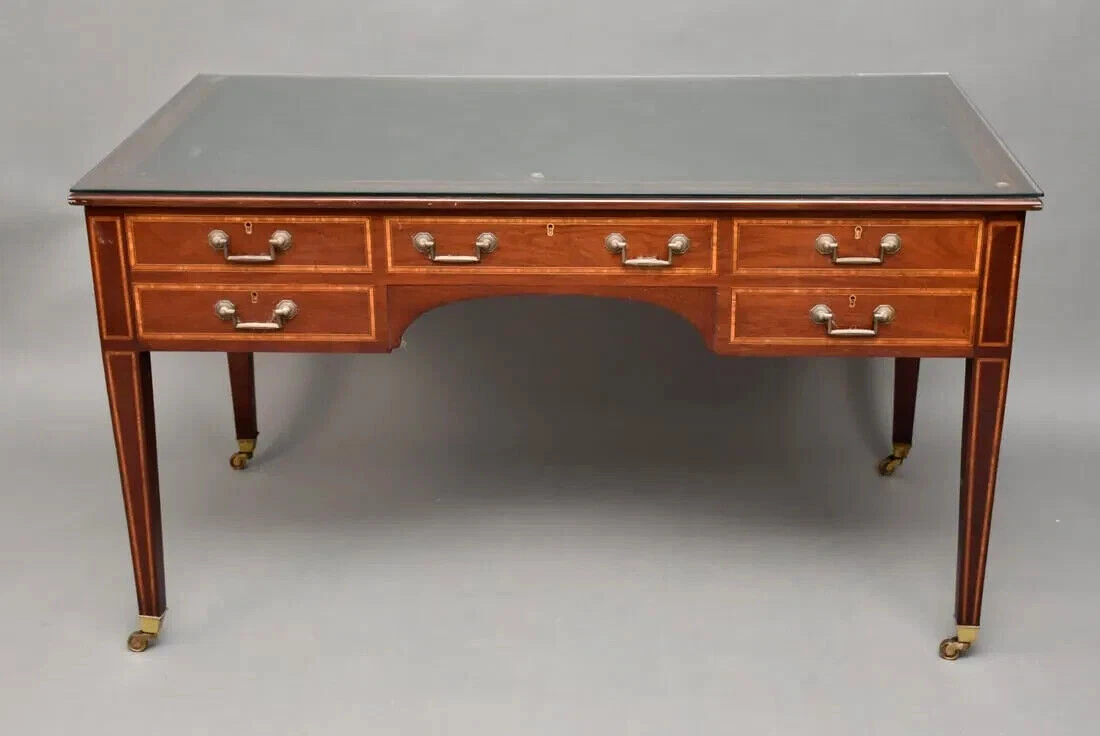 Leather top writing table deals