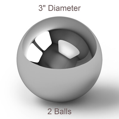 Two 3'' Inch G100 Precision Chromium Chrome Steel Bearing Balls AISI 52100