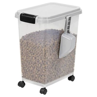 TAYLOR & BROWN 20L Pet Food Container on Wheels Dog Cat Animal Storage Bin Dry Feed Grey