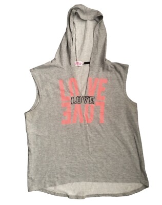 THRILL LOVE Shirt Women s Sleeveless Gray WORKOUT Hoodie Size 2XL