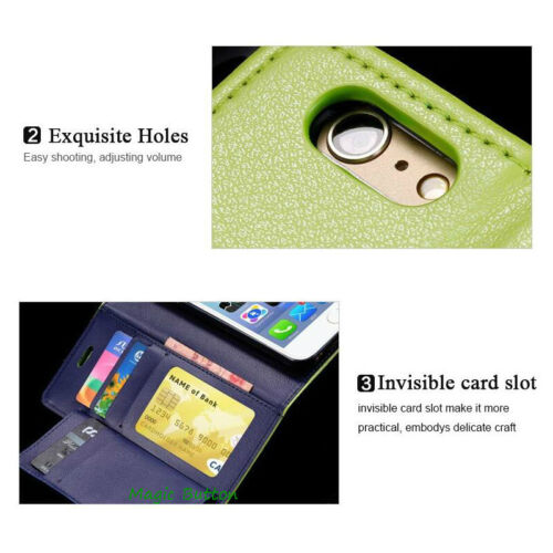 For iPhone 8 Plus 6s 7 SE 2020 2022 Leather Wallet Case Card Shockproof Cover - Picture 5 of 21