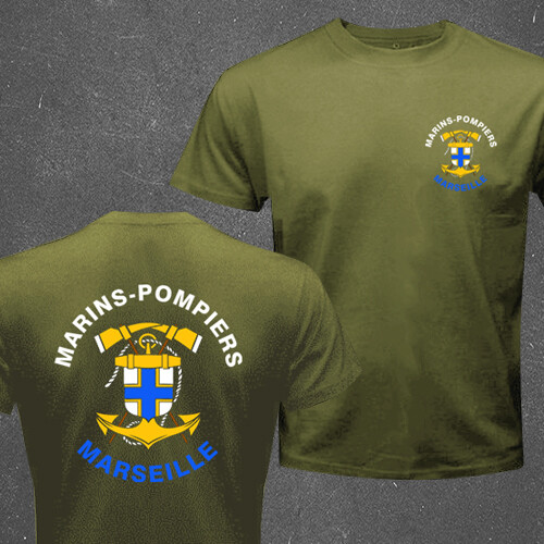T-Shirt Französische Marine Marines Feuerwehr Marseille Marine Feuerwehrbataillon - Bild 4 von 21