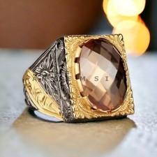 Citrine With 14K Solid Yellow Gold Ring For Men's AL521