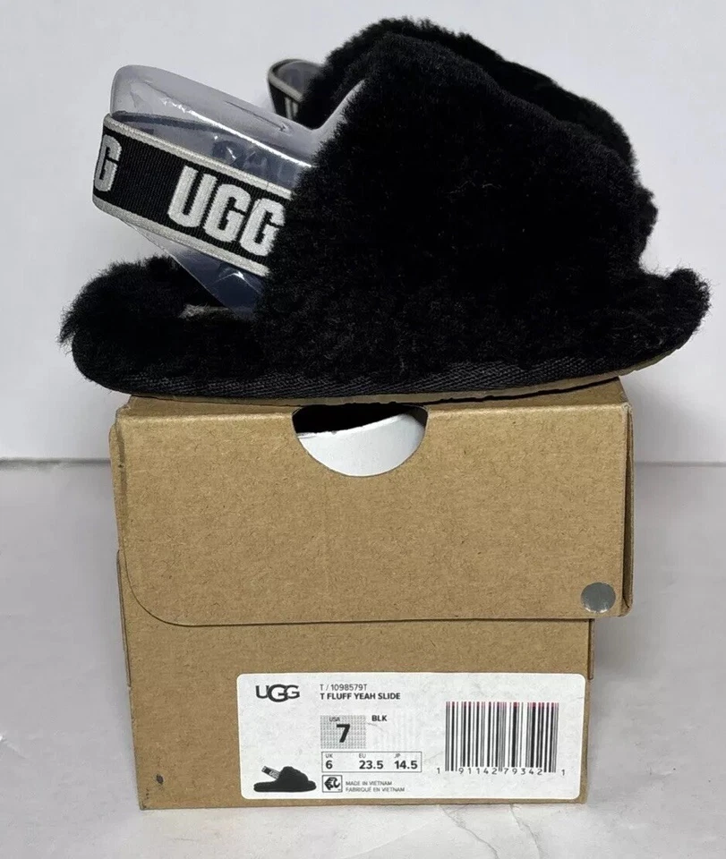 UGG Fluff Yeah Slide Marble Black 1123638T-BLK Toddler Size 7 - Image 2 of 4