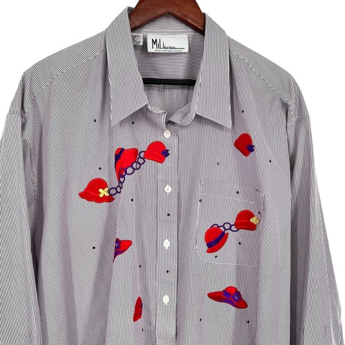 MiLi Designs Plus Size 2X Novelty Embroidered Hat Wearable Art to Wear Shirt Top - Picture 5 of 10