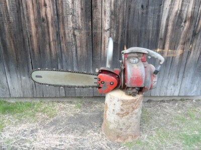 RARE Antique MALL Chainsaw Chain Saw w/ 20'' Bar & Log Spikes Model 12A TurnsOver