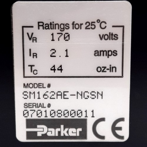 Parker SM162AE-NGSN Servo Motor, 1000PPR, 170V 2.1A, 44oz-in, 7500RPM, NEMA 16 - Picture 2 of 6