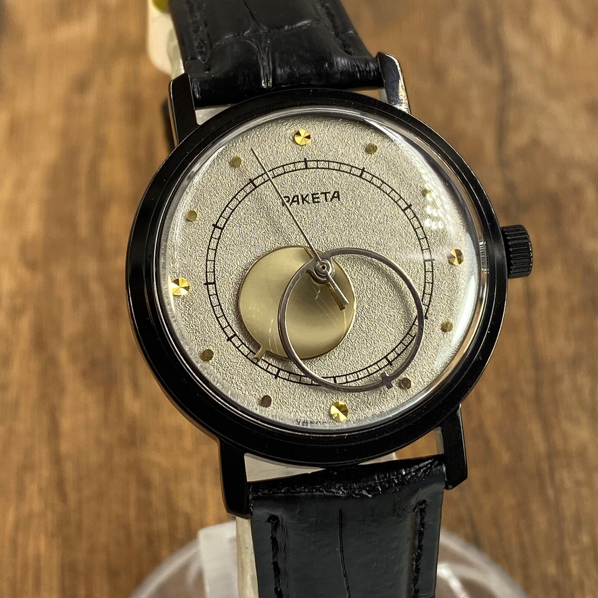 Raketa Copernic Copernicus Black mechanical Soviet Era mens Moon
