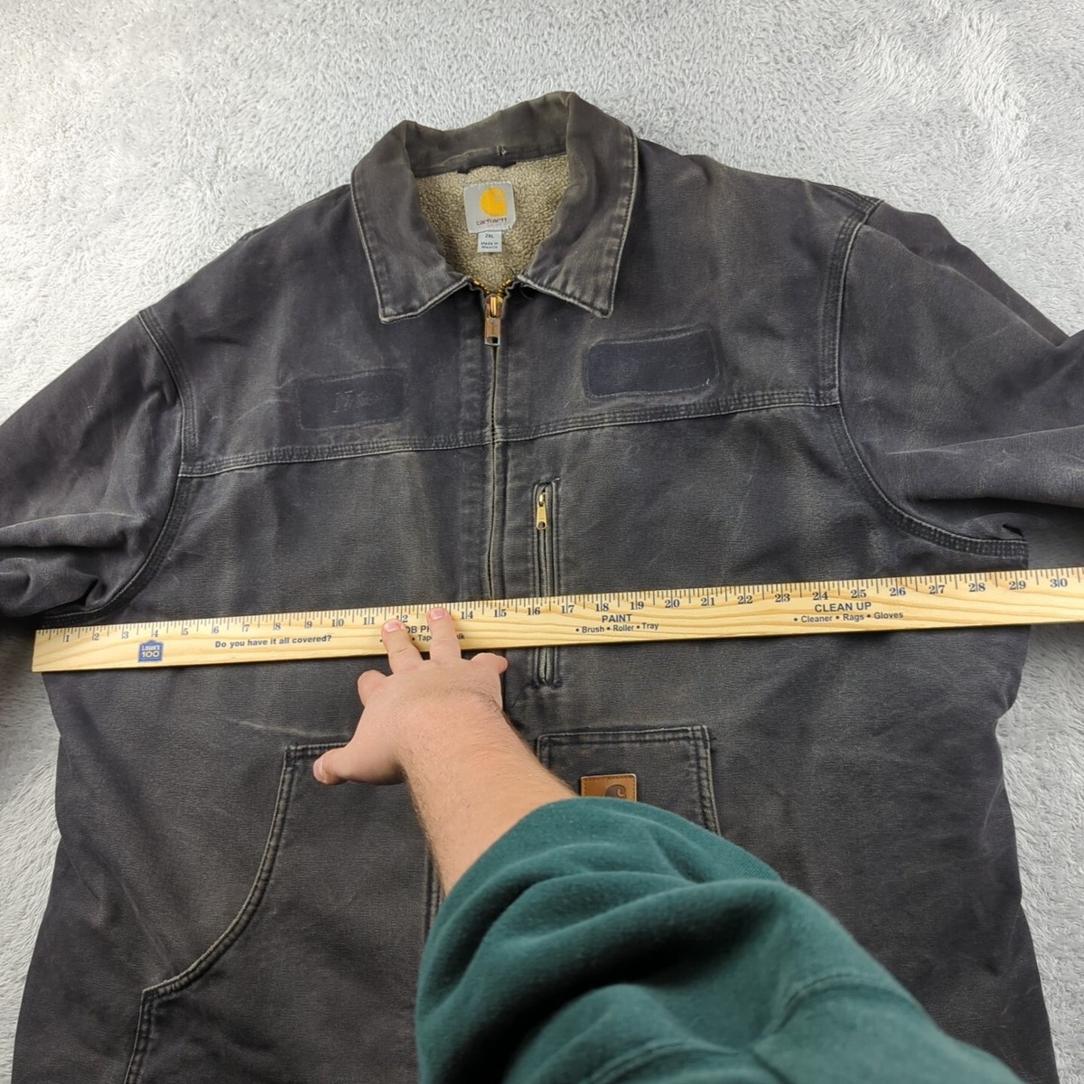 Carhartt Jacket Mens 2XL Black C61 BLK Sherpa Lined Duck