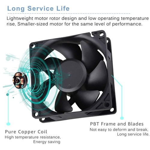 Muffin Fan 110V 115V 120V 220V 240V AC 80Mm Ventilation Exhaust Projects Coolin - Picture 5 of 8