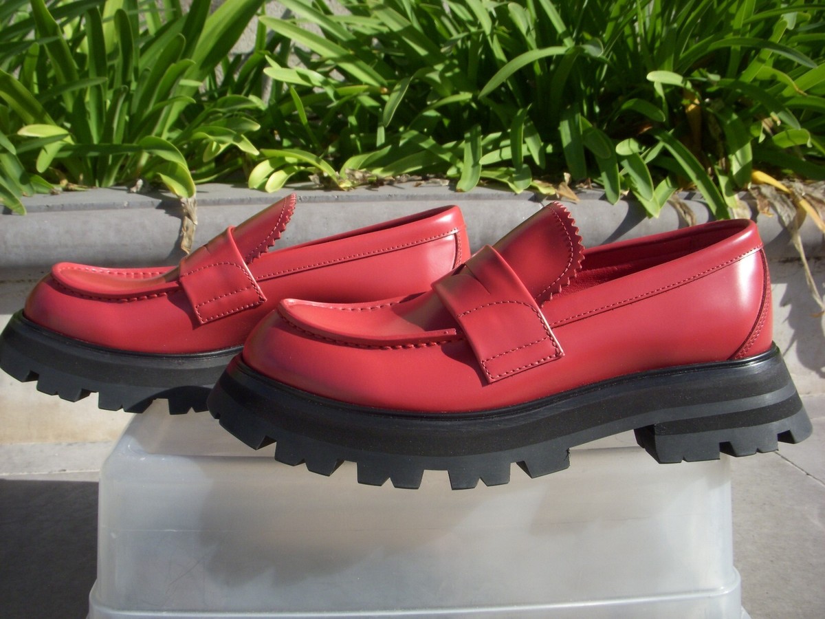 Alexander McQueen WANDER Loafers Mocassins Welsh Red Women Pk Size