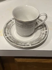 One Manchester 4145 Porcelain China Teacup & Saucer With 22K Band  Dinnerware