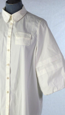 Rochas Shirt Oversized Poplin White Minimalist Tunic Dress Puff Sleeve Size UK 8
