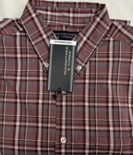 New Roundtree & Yorke Men's Long Sleeve Shirt Red Plaids Size L $18.99