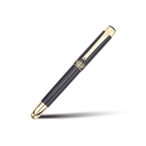 Hero 9018 Fountain Pen - Fude Artist's Signature Nib - Black Gold Luxury - Picture 1 of 8
