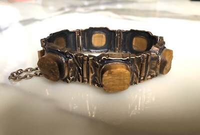 Bracelet Bronze Brutaliste PENTTI SARPANEVA - Design Scandinave Vintage - Occasion