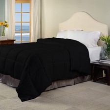 Deluxe Quality 1000 TC Black Down Alternative Comforter 100% Cotton Stripes