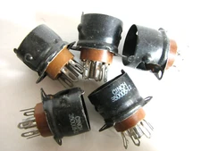 5 Cinch Shield-Base Type, 7-PIN Mica Filled Brown Bakelite Tube Sockets fit 6BA6